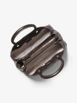 Satchel em pele com logótipo exclusivo Flora média | Michael Kors [PT]