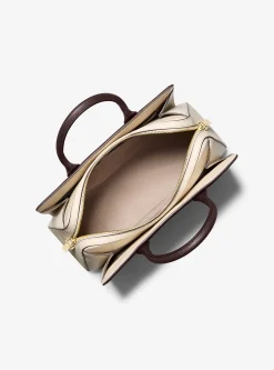 Satchel em pele granulada e blocos de cor Laila média | Michael Kors [PT]