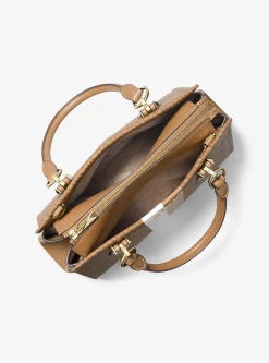 Satchel às riscas com logótipo Marilyn média | Michael Kors [PT]