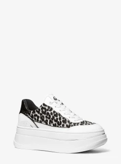 Ténis com plataforma em pelo de bezerro com estampado de leopardo Hayes | Michael Kors [PT]