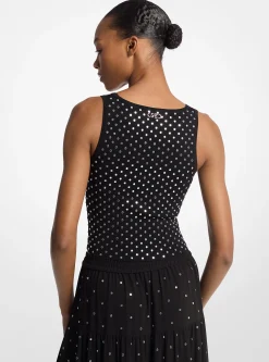 Top de alças curto em viscose elástica com tachas | Michael Kors [PT]