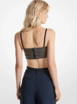 Top tipo corpete em crepe elástico adornado | Michael Kors [PT]