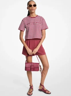 T-shirt curta em algodão com logótipo às riscas | Michael Kors [PT]