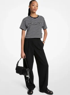 T-shirt curta em algodão com logótipo às riscas | Michael Kors [PT]