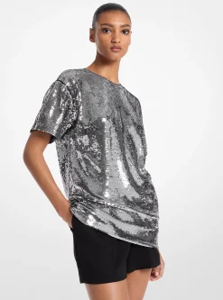 T-shirt de corte grande em malha com lantejoulas | Michael Kors [PT]