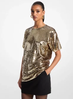 T-shirt de corte grande em malha com lantejoulas | Michael Kors [PT]