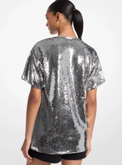 T-shirt de corte grande em malha com lantejoulas | Michael Kors [PT]