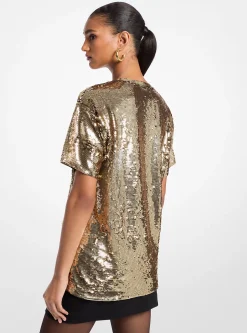 T-shirt de corte grande em malha com lantejoulas | Michael Kors [PT]