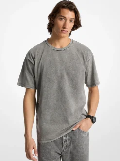 T-shirt em malha de algodão com lavagem de efeito desbotado | Michael Kors [PT]