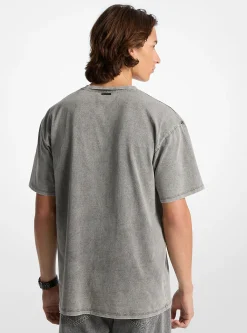 T-shirt em malha de algodão com lavagem de efeito desbotado | Michael Kors [PT]