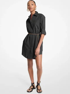 Vestido camiseiro com cinto em algodão elástico | Michael Kors [PT]