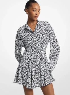 Vestido camiseiro em crepe de cetim com estampado floral | Michael Kors [PT]