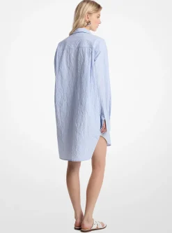 Vestido camiseiro em popelina de algodão enrugado | Michael Kors [PT]