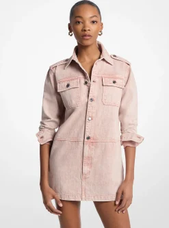 Vestido camiseiro mini em ganga tingida | Michael Kors [PT]