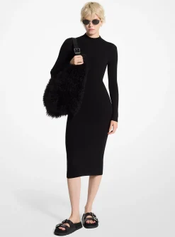 Vestido com meia gola em mistura de lã elástica | Michael Kors [PT]