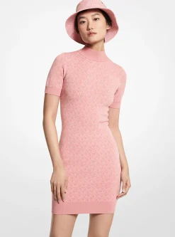 Vestido de meia-gola com jacquard com logótipo | Michael Kors [PT]