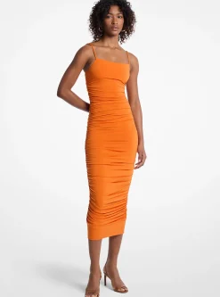Vestido em malha mate elástica franzido | Michael Kors [PT]