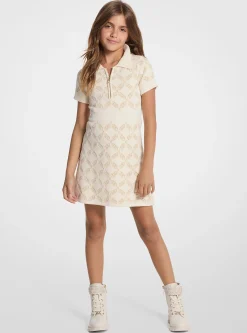 Vestido em malha texturada com fecho de correr a 1/4 e brilhante Empire | Michael Kors [PT]