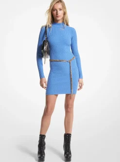 Vestido em mistura de lã merino canelado | Michael Kors [PT]