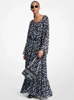 Vestido maxi com cinto em georgette floral | Michael Kors [PT]