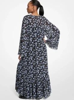 Vestido maxi com cinto em georgette floral | Michael Kors [PT]