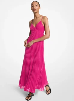 Vestido maxi em georgette franzido | Michael Kors [PT]
