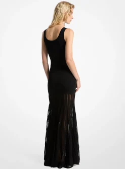 Vestido maxi em mistura de viscose elástica transparente | Michael Kors [PT]