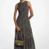 Vestido maxi franzido em georgette com padrão floral | Michael Kors [PT]
