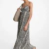 Vestido maxi plissado em georgette com estampado de cobra | Michael Kors [PT]