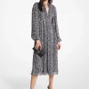 Vestido midi com estampado de leopardo plissado Georgette | Michael Kors [PT]