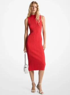 Vestido midi com meia-gola canelado | Michael Kors [PT]