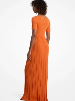 Vestido midi de malha elástica canelada | Michael Kors [PT]