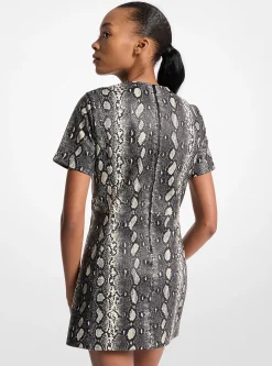 Vestido mini em pele com motivo de cobra em relevo | Michael Kors [PT]