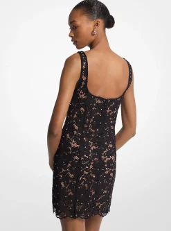 Vestido mini em renda floral com tachas | Michael Kors [PT]