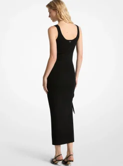 Vestido sem mangas franzido em mistura de lã elástica | Michael Kors [PT]