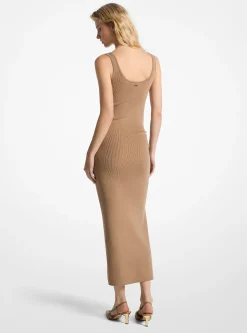 Vestido sem mangas franzido em mistura de lã elástica | Michael Kors [PT]