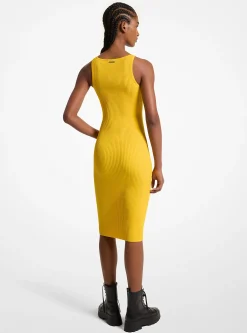 Vestido sem mangas midi em malha elástica canelada | Michael Kors [PT]