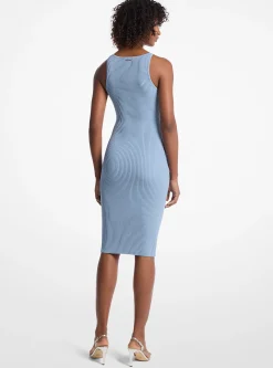Vestido sem mangas midi em malha elástica canelada | Michael Kors [PT]