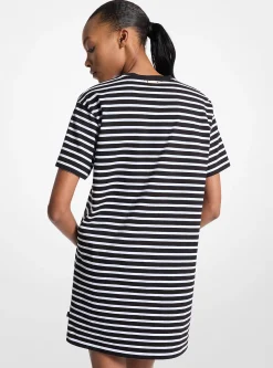 Vestido t-shirt em algodão às riscas | Michael Kors [PT]