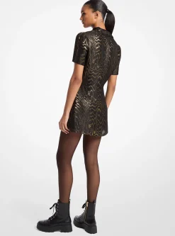 Vestido t-shirt em mistura de seda moiré metalizado | Michael Kors [PT]